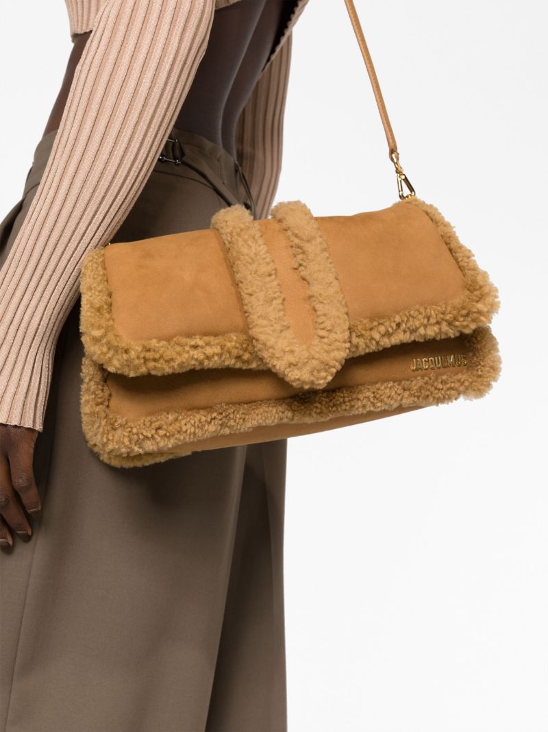 Brown Le Bambimou Doux Shearling Shoulder Bag