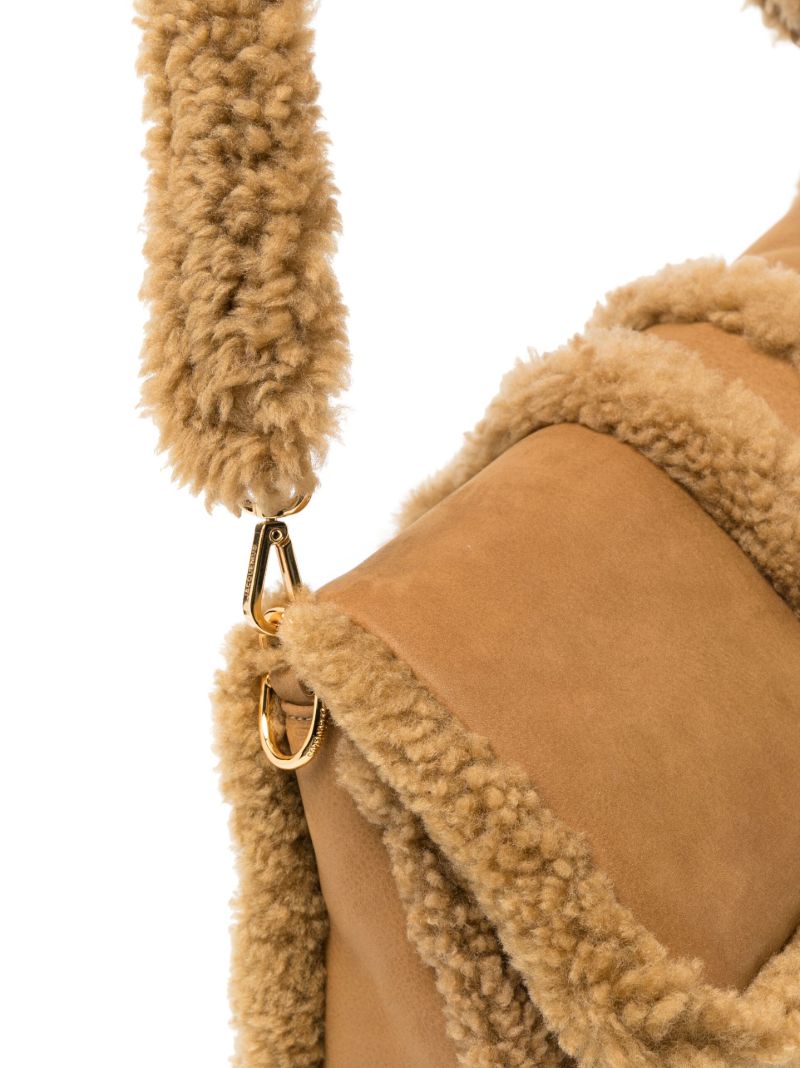 Brown Le Bambimou Doux Shearling Shoulder Bag