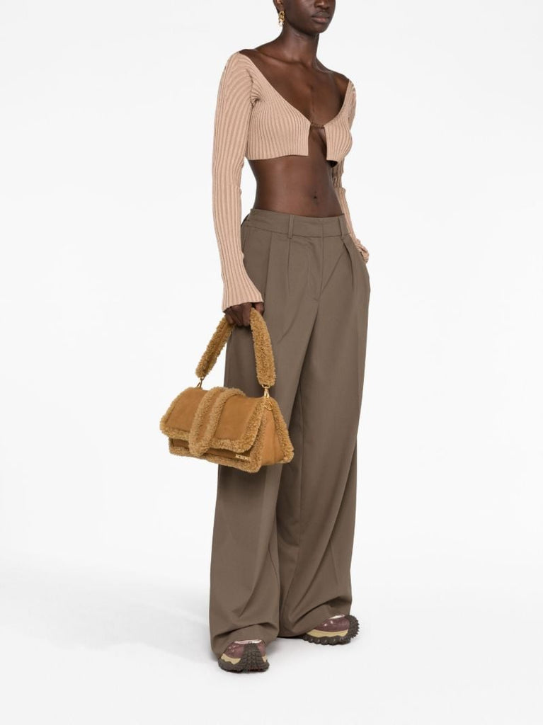 Brown Le Bambimou Doux Shearling Shoulder Bag