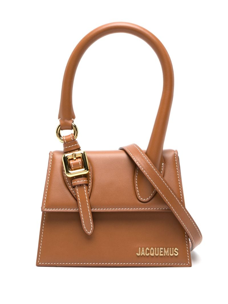 Brown Le Chiquito Moyen Boucle Leather Top Handle Bag