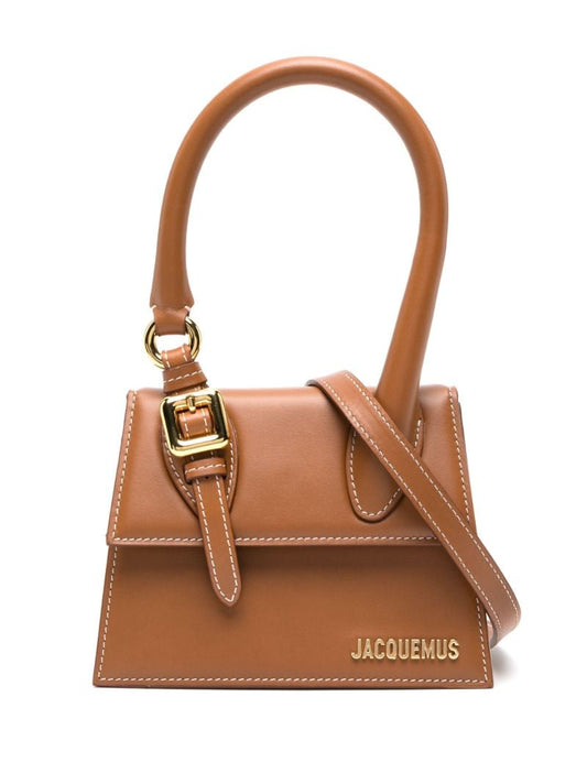Brown Le Chiquito Moyen Boucle Leather Top Handle Bag