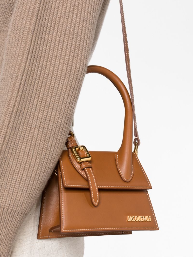 Brown Le Chiquito Moyen Boucle Leather Top Handle Bag