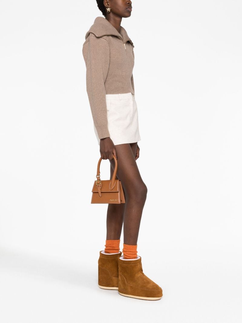 Brown Le Chiquito Moyen Boucle Leather Top Handle Bag
