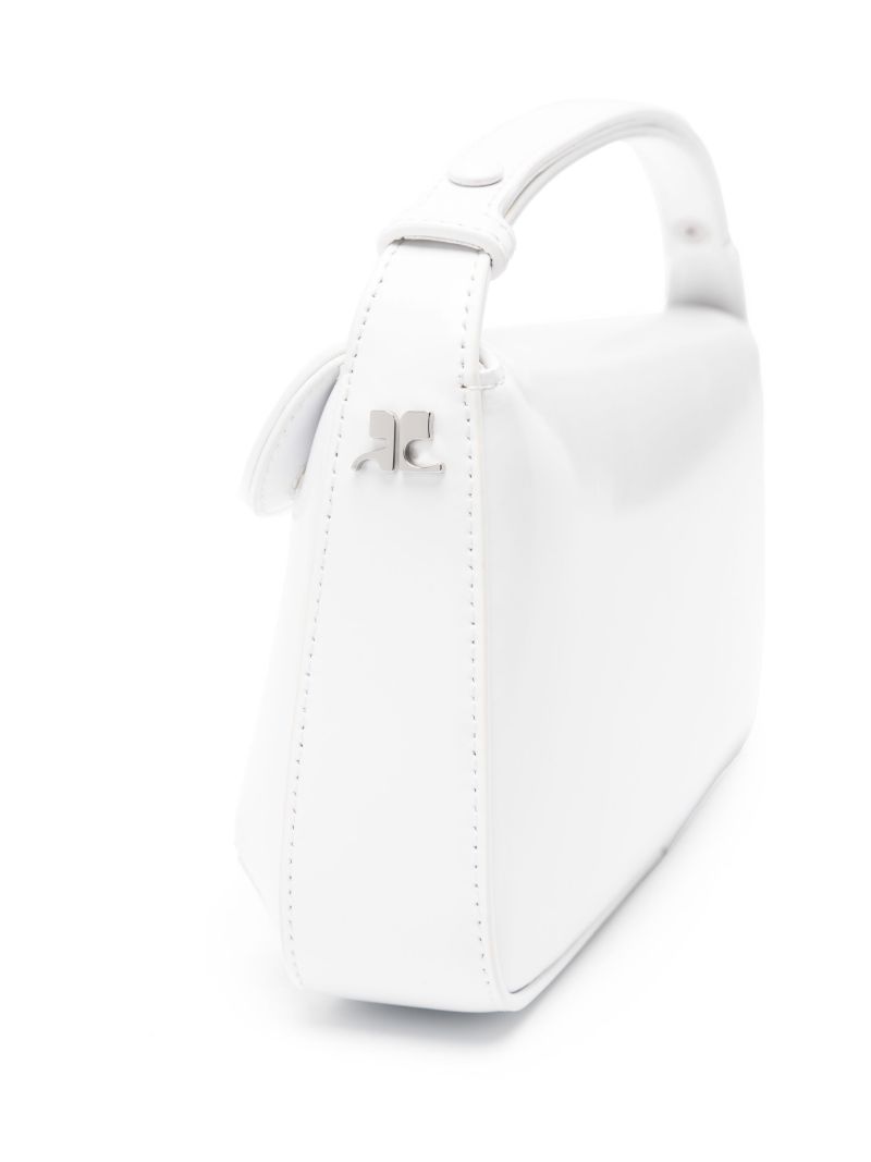 White Sleek Leather Top-handle Bag