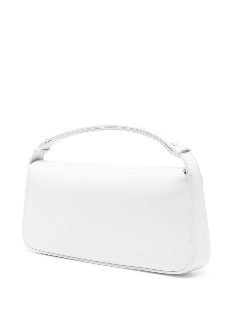 White Sleek Leather Top-handle Bag