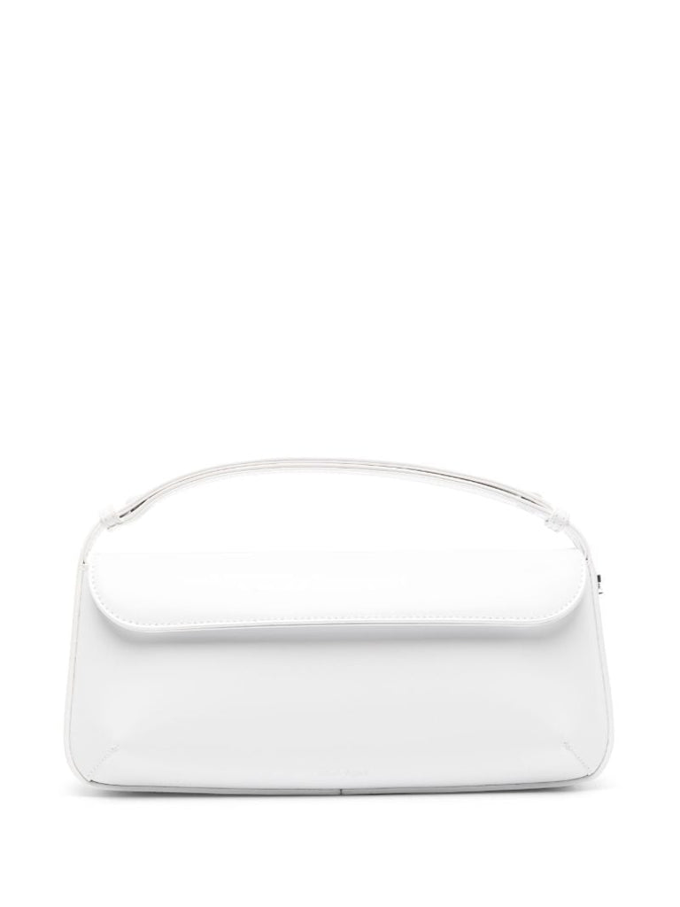 White Sleek Leather Top-handle Bag