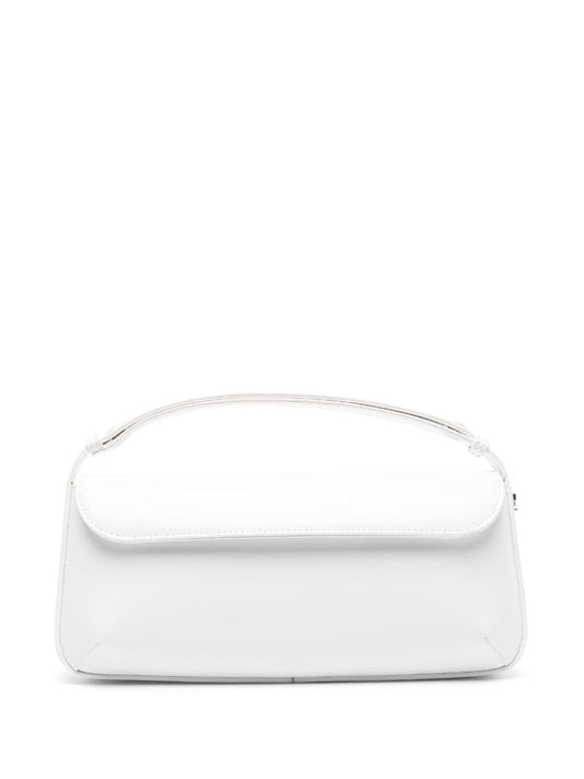 White Sleek Leather Top-handle Bag