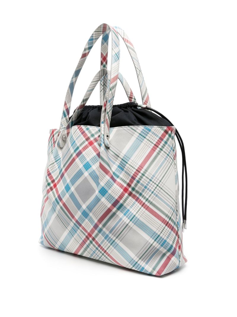White Tina Tartan Tote Bag