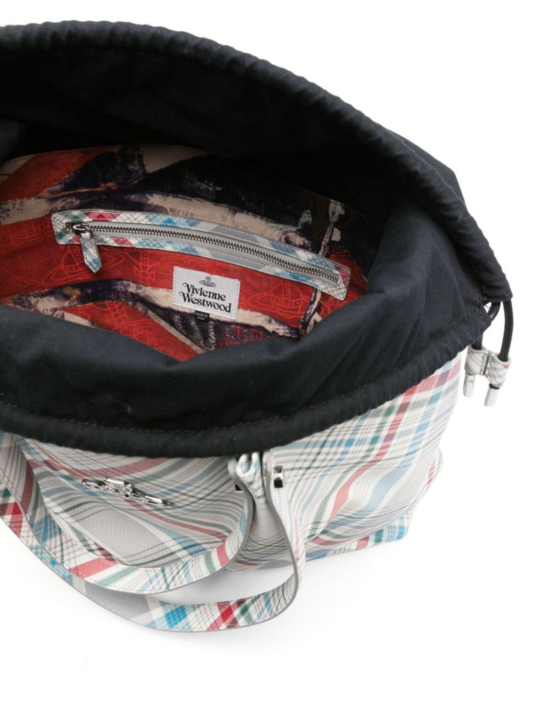 White Tina Tartan Tote Bag