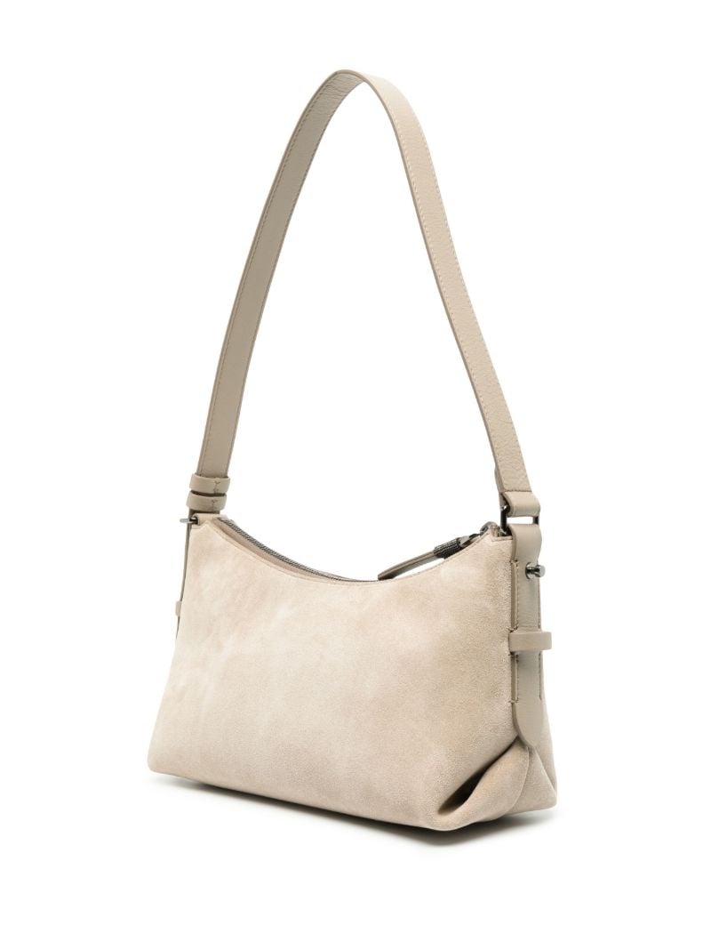 Grey Suede Leather Shoulder Bag