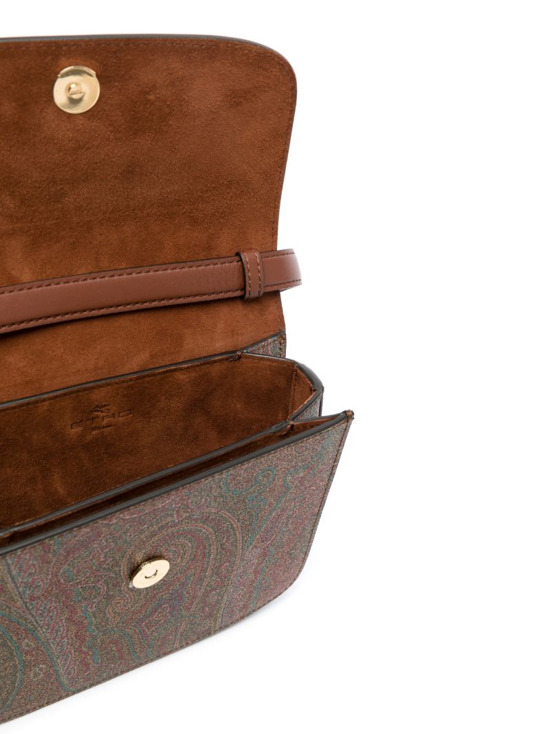 Brown Paisley-jacquard and Leather Cross-body Bag