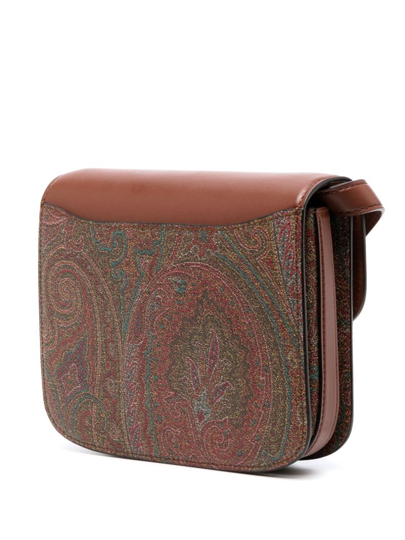 Brown Paisley-jacquard and Leather Cross-body Bag