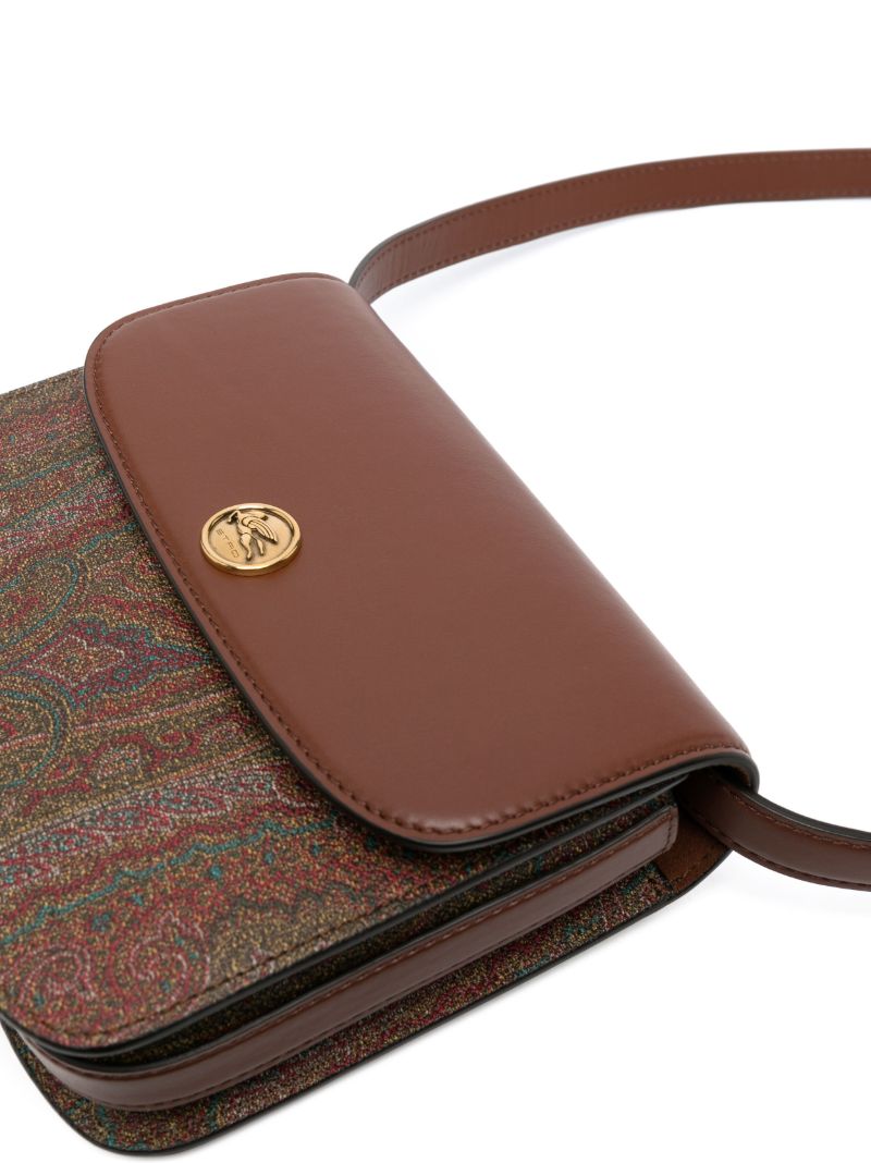 Brown Paisley-jacquard and Leather Cross-body Bag