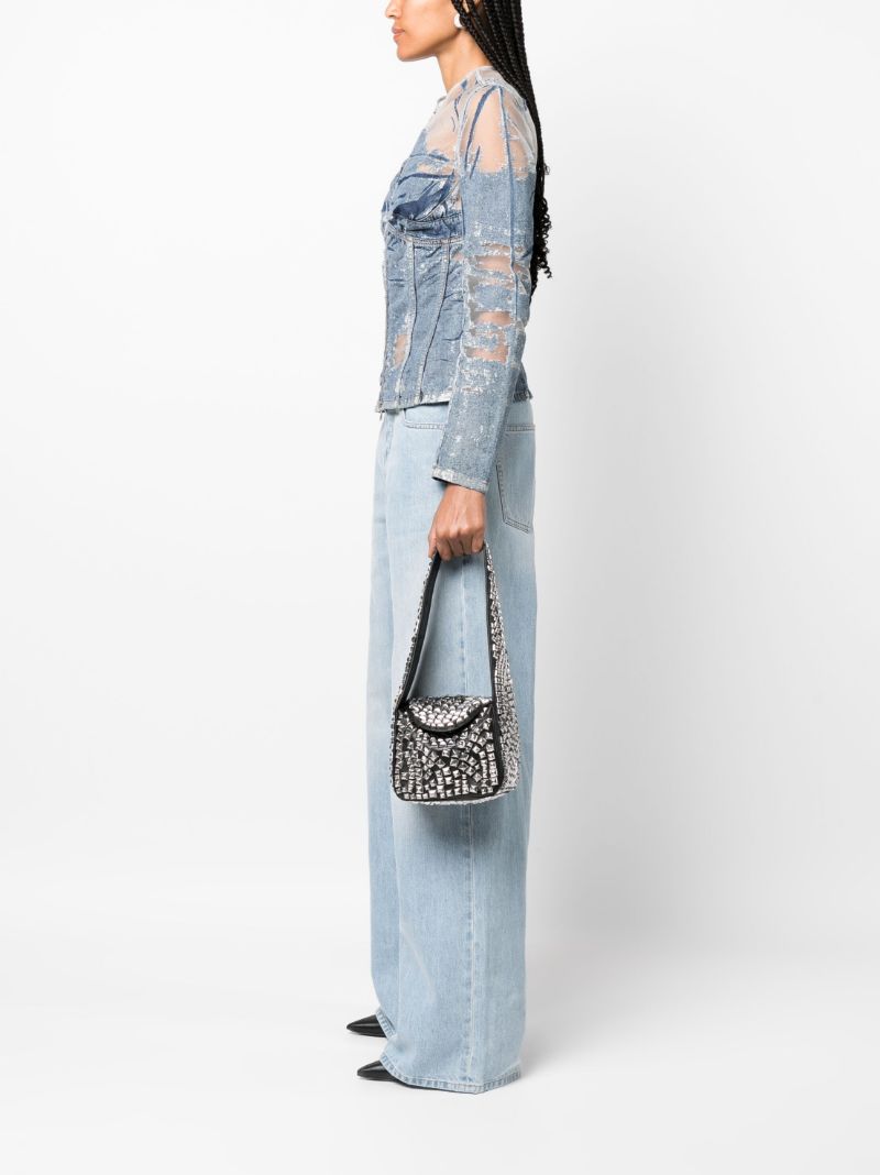 Black Studded Leather Shoulder Bag