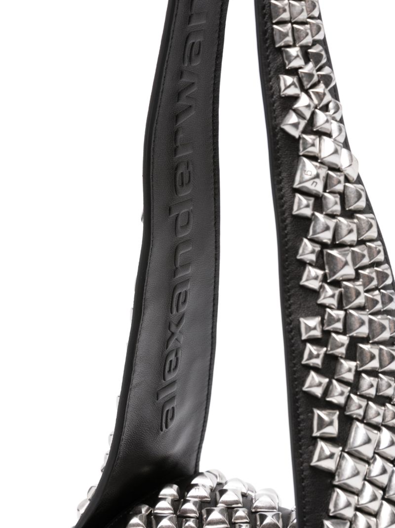 Black Studded Leather Shoulder Bag