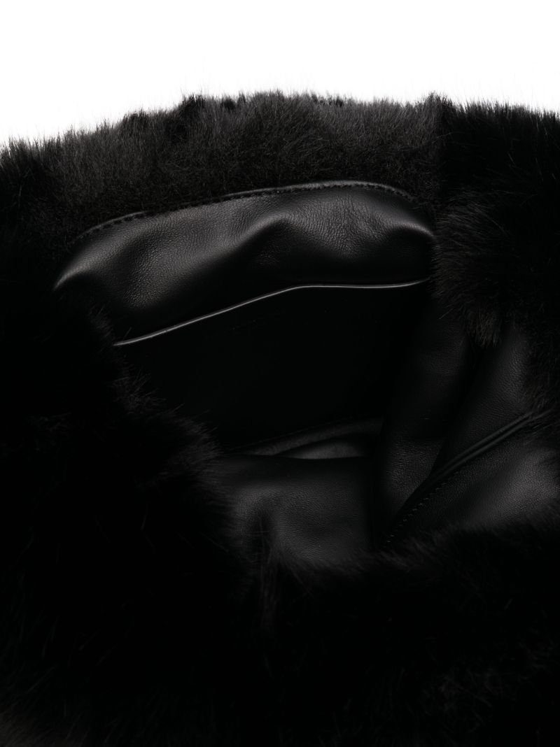 Black Medium Dome Faux Fur Shoulder Bag
