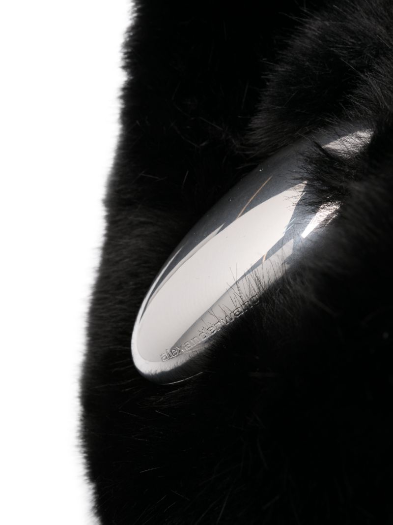 Black Medium Dome Faux Fur Shoulder Bag
