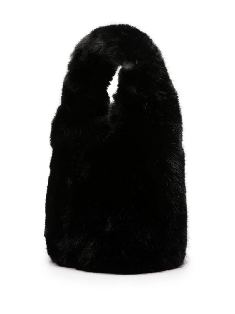 Black Medium Dome Faux Fur Shoulder Bag