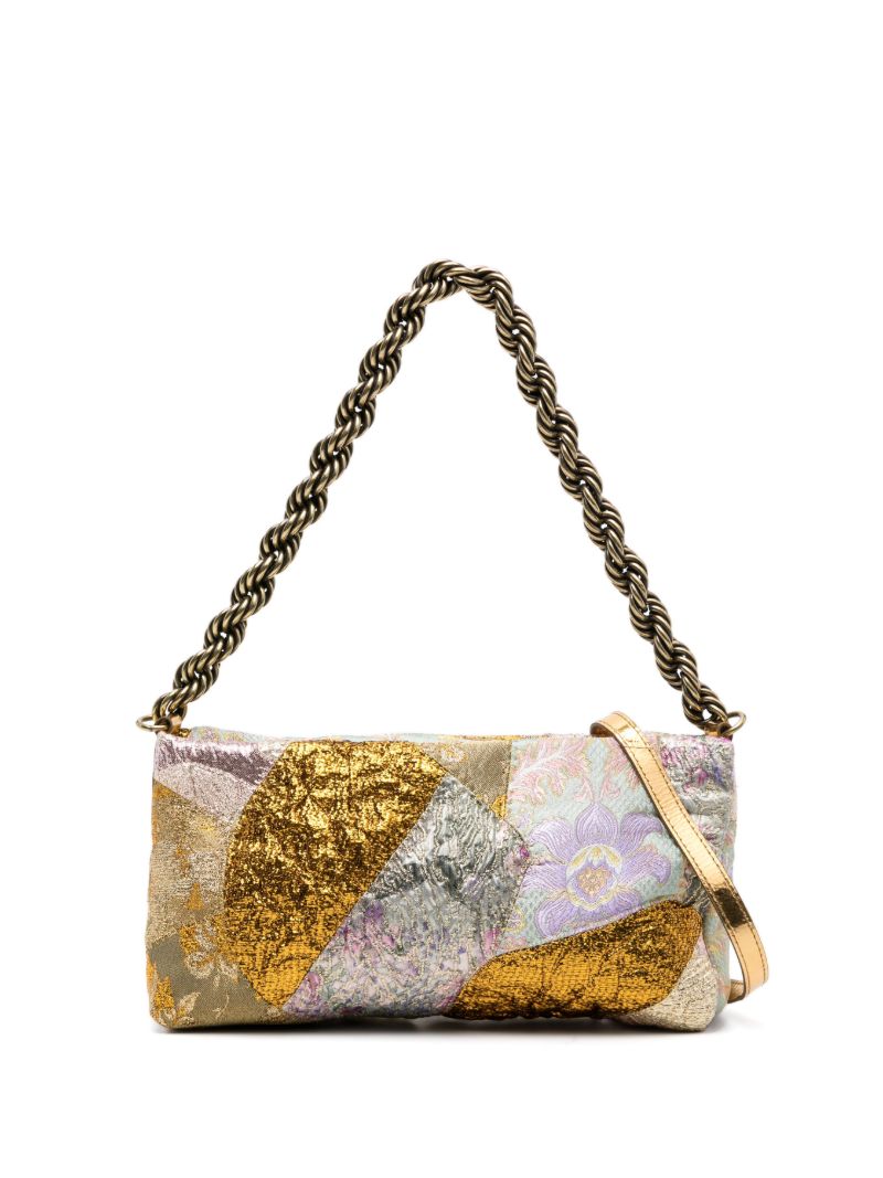 Gold Patchwork Embroidered Shoulder Bag