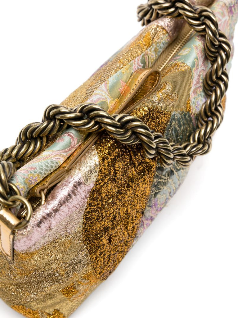 Gold Patchwork Embroidered Shoulder Bag