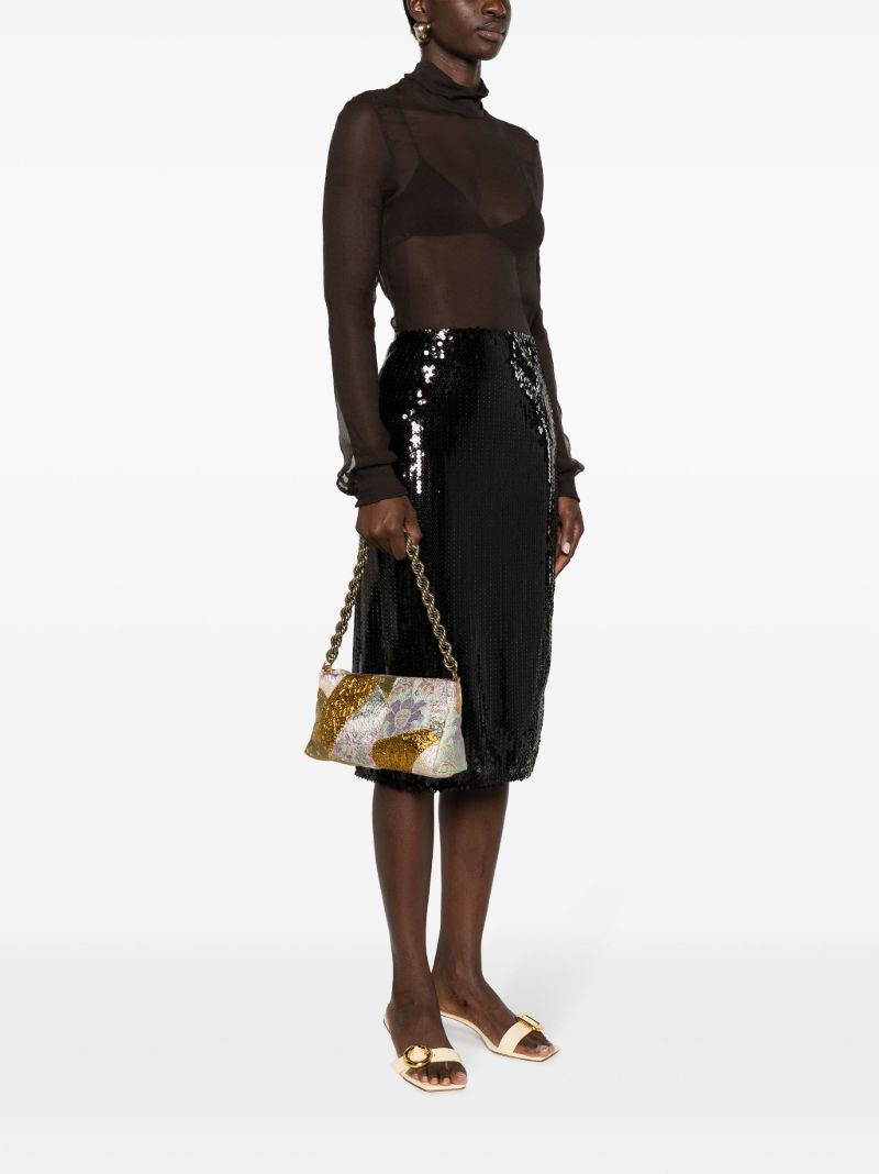 Gold Patchwork Embroidered Shoulder Bag
