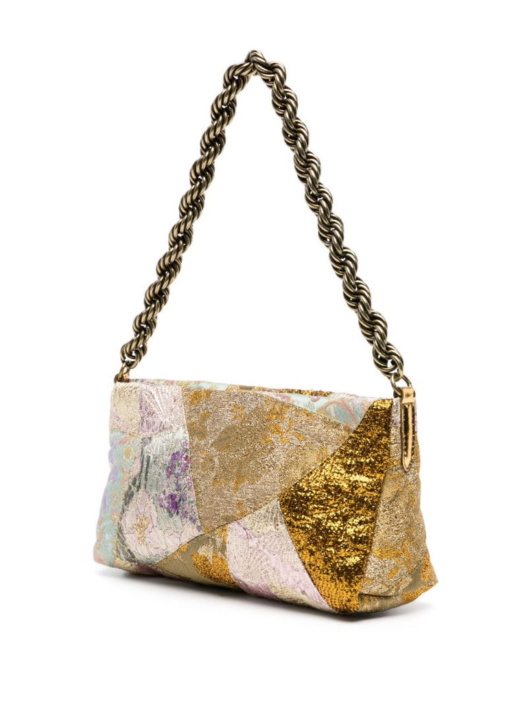 Gold Patchwork Embroidered Shoulder Bag