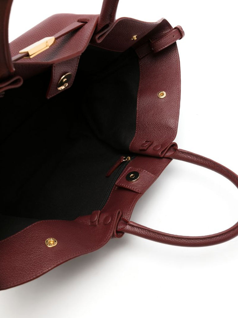 Red New York Midi Leather Tote Bag