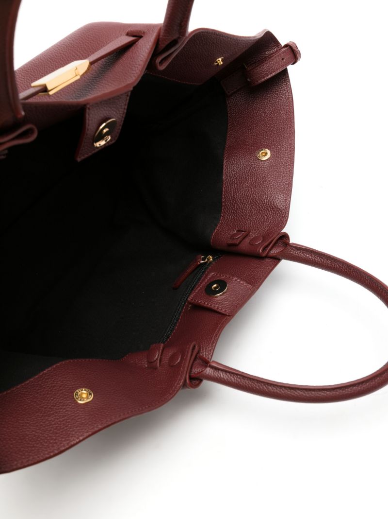 Red New York Midi Leather Tote Bag