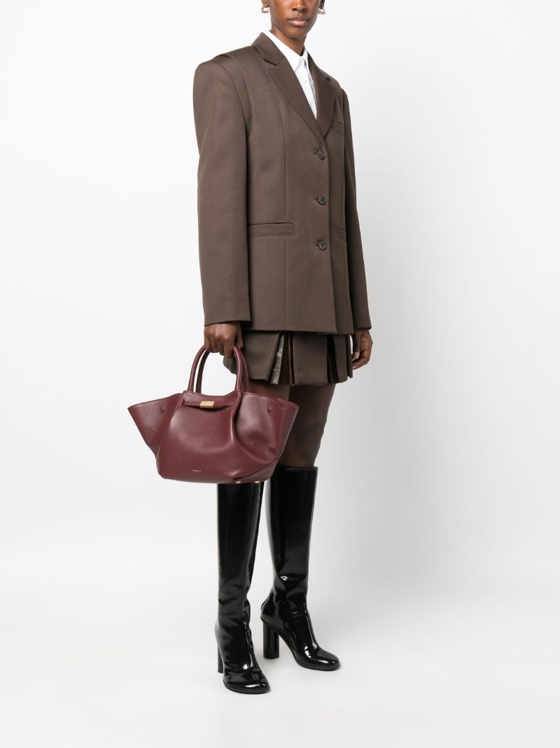 Red New York Midi Leather Tote Bag