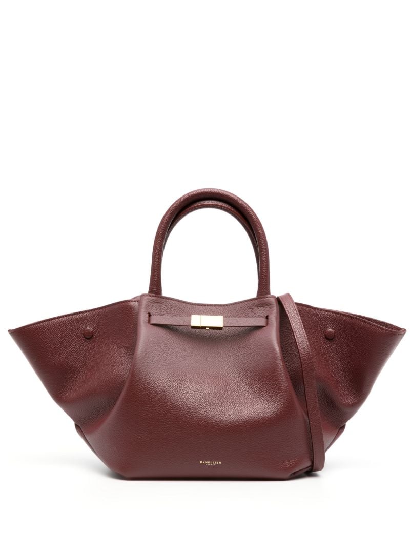 Red New York Midi Leather Tote Bag