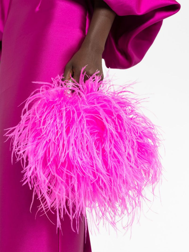 Pink Taliya Feather-embellished Mini Bag