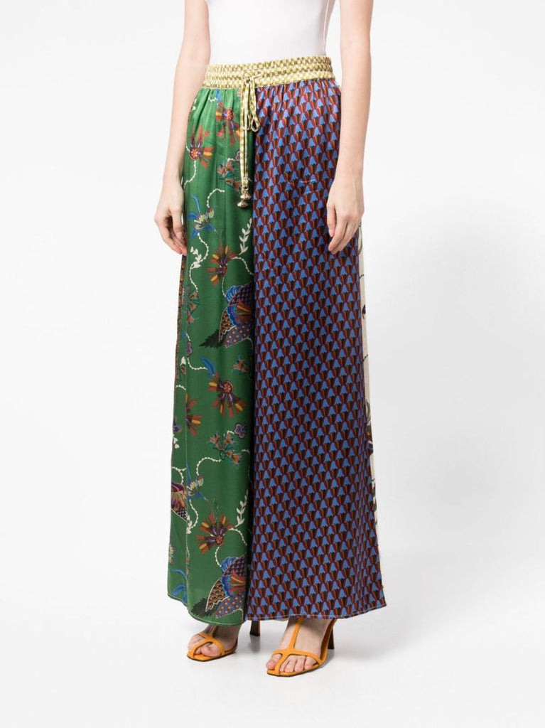 Green Birdie Silk Palazzo Trousers