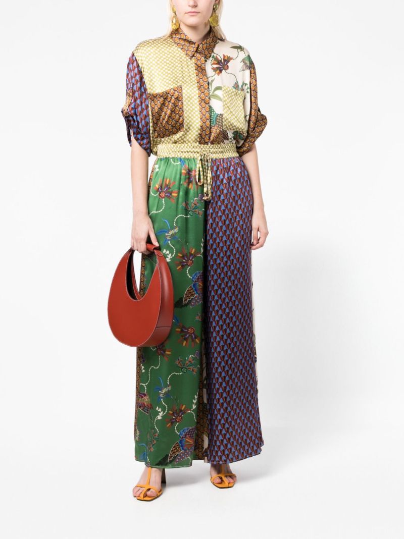 Green Birdie Silk Palazzo Trousers