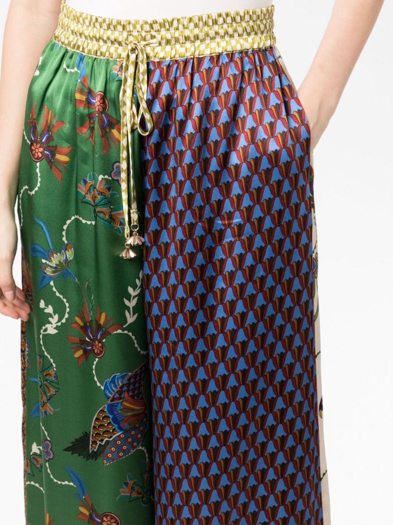 Green Birdie Silk Palazzo Trousers