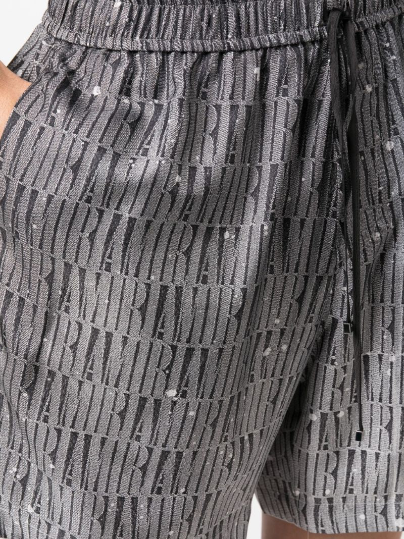 Grey Graphic Print Silk Shorts
