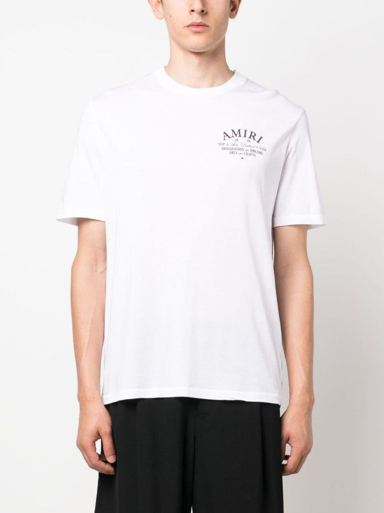 White Logo Print Cotton T-shirt