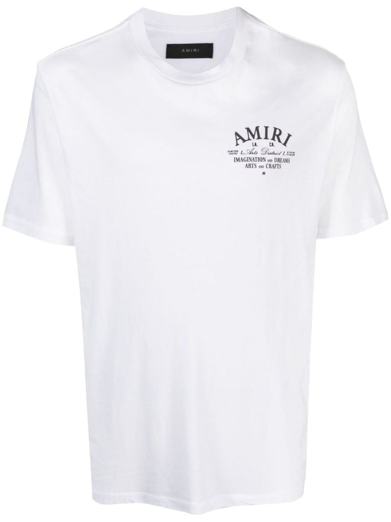White Logo Print Cotton T-shirt
