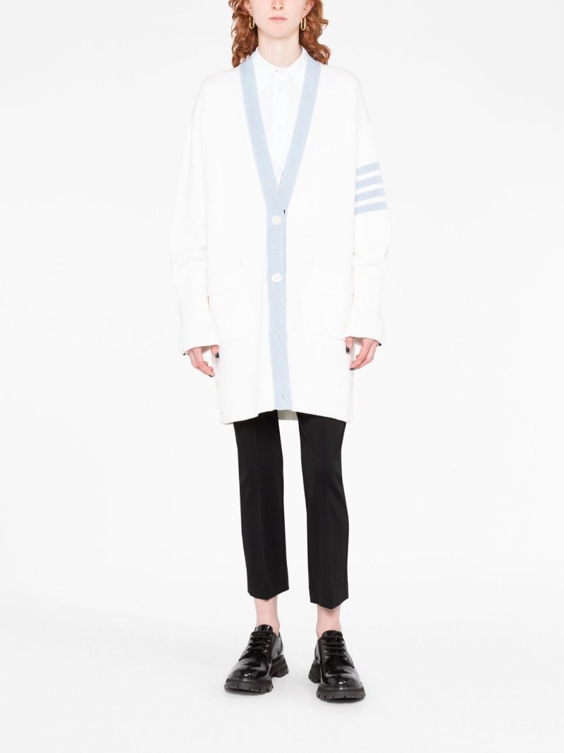 White 4-bar Cotton Cardigan