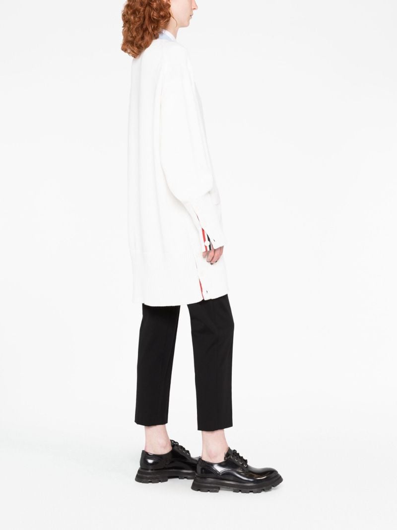 White 4-bar Cotton Cardigan