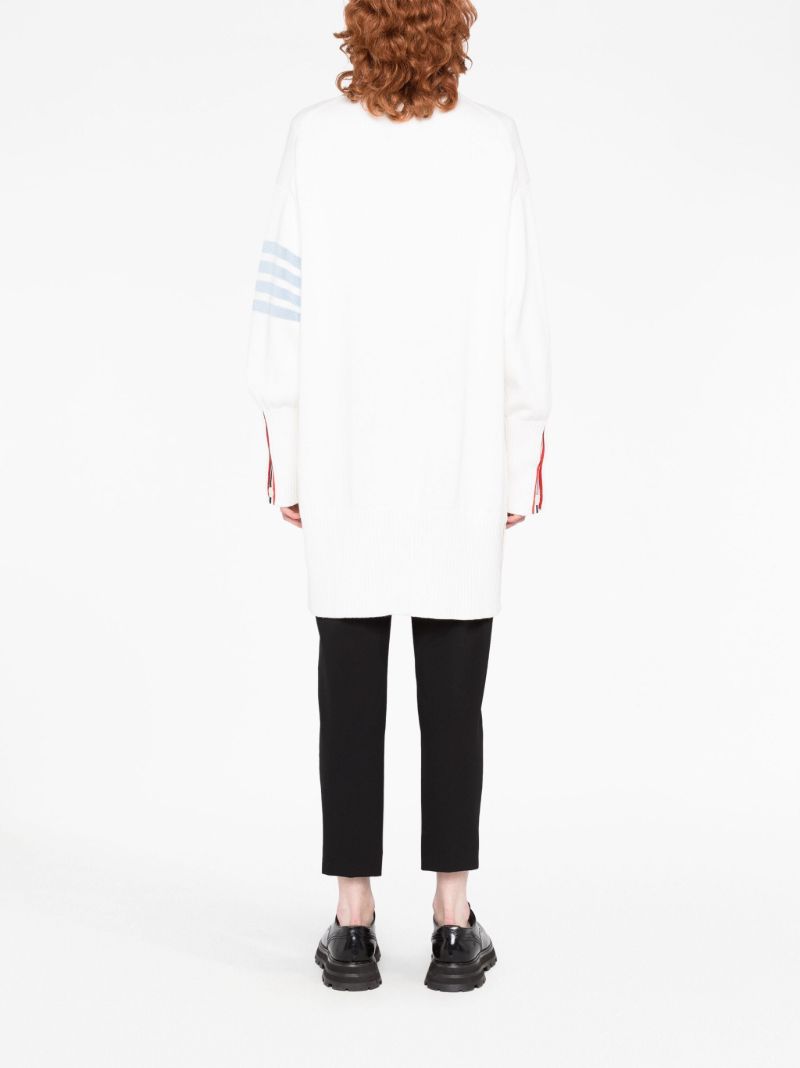 White 4-bar Cotton Cardigan