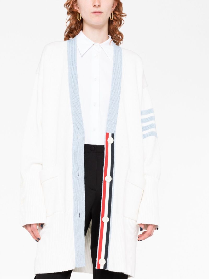 White 4-bar Cotton Cardigan