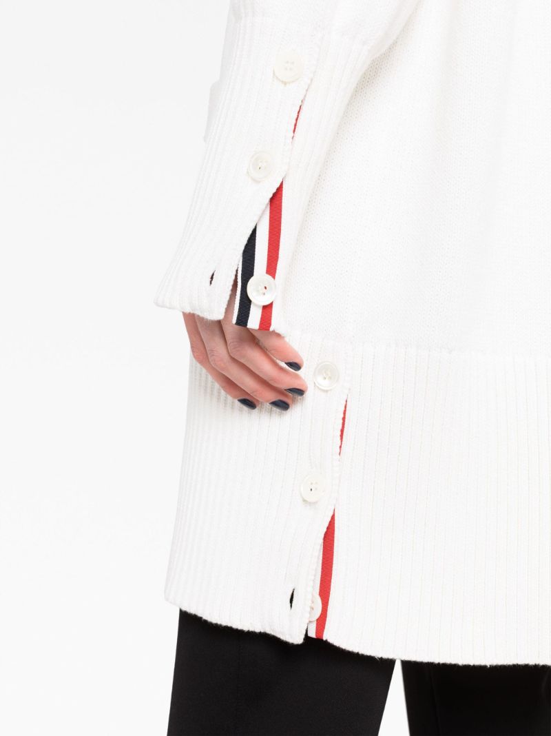 White 4-bar Cotton Cardigan