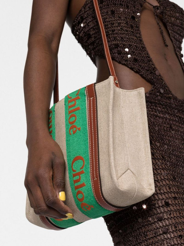 Neutral Woody Mini Linen Tote Bag