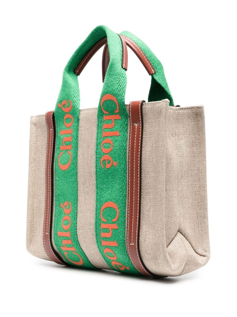 Neutral Woody Mini Linen Tote Bag