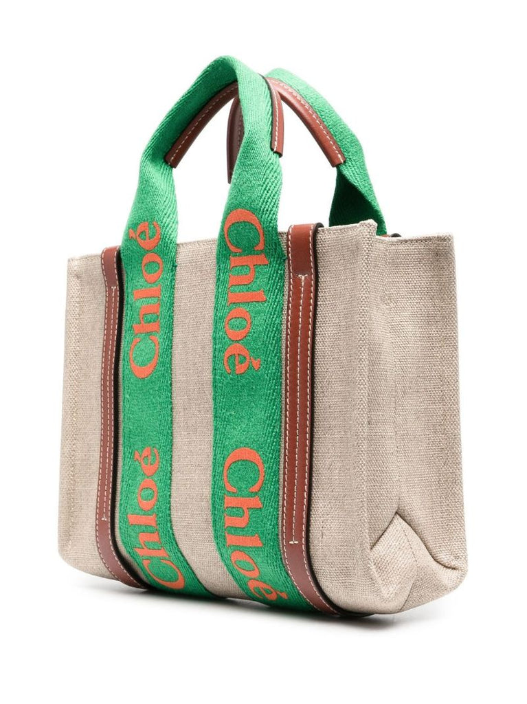 Neutral Woody Mini Linen Tote Bag