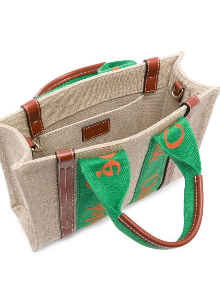 Neutral Woody Mini Linen Tote Bag