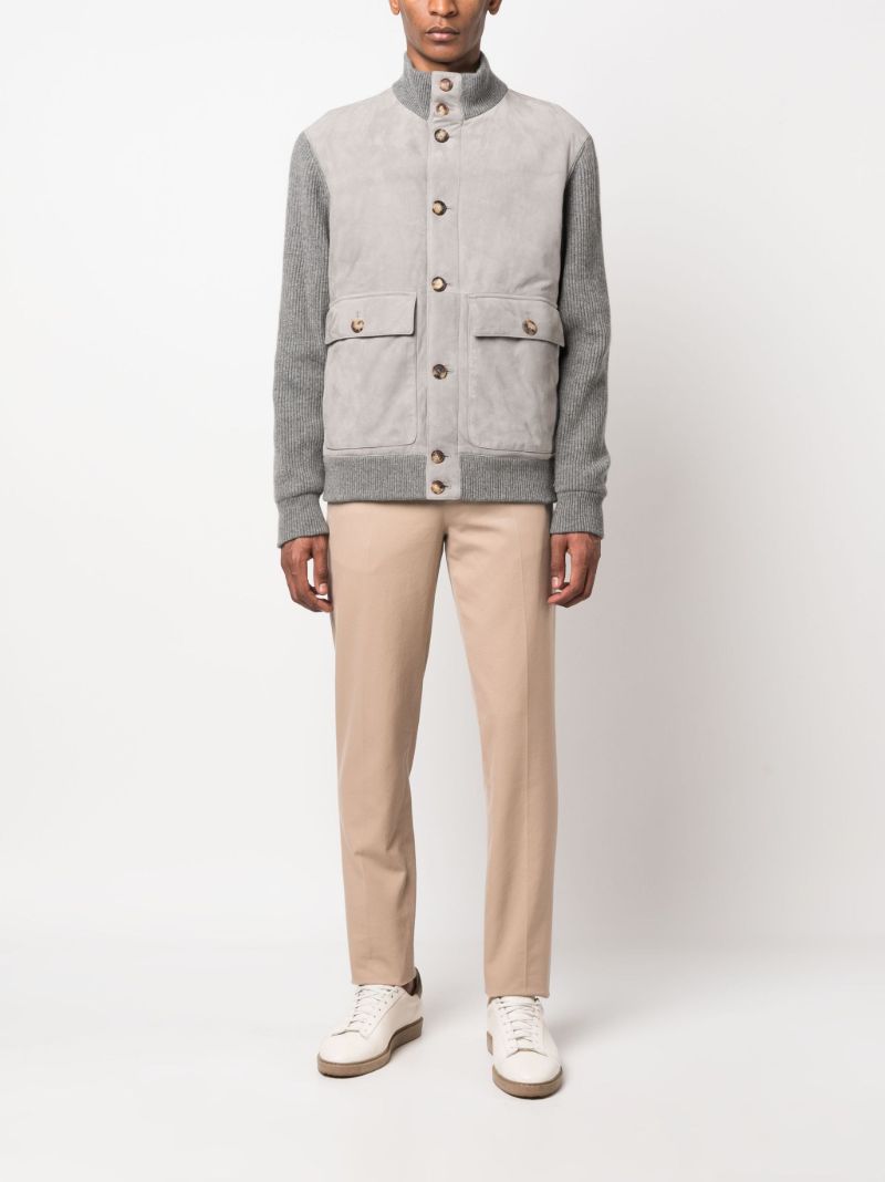 Grey Panelled Suede-cashmere Jacket
