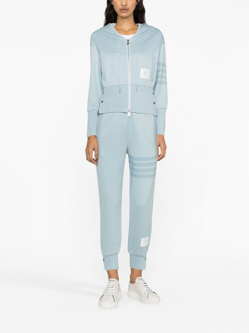 Blue 4-bar Zip-up Cotton Cardigan