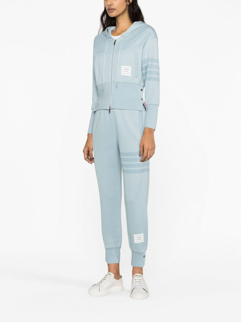 Blue 4-bar Zip-up Cotton Cardigan