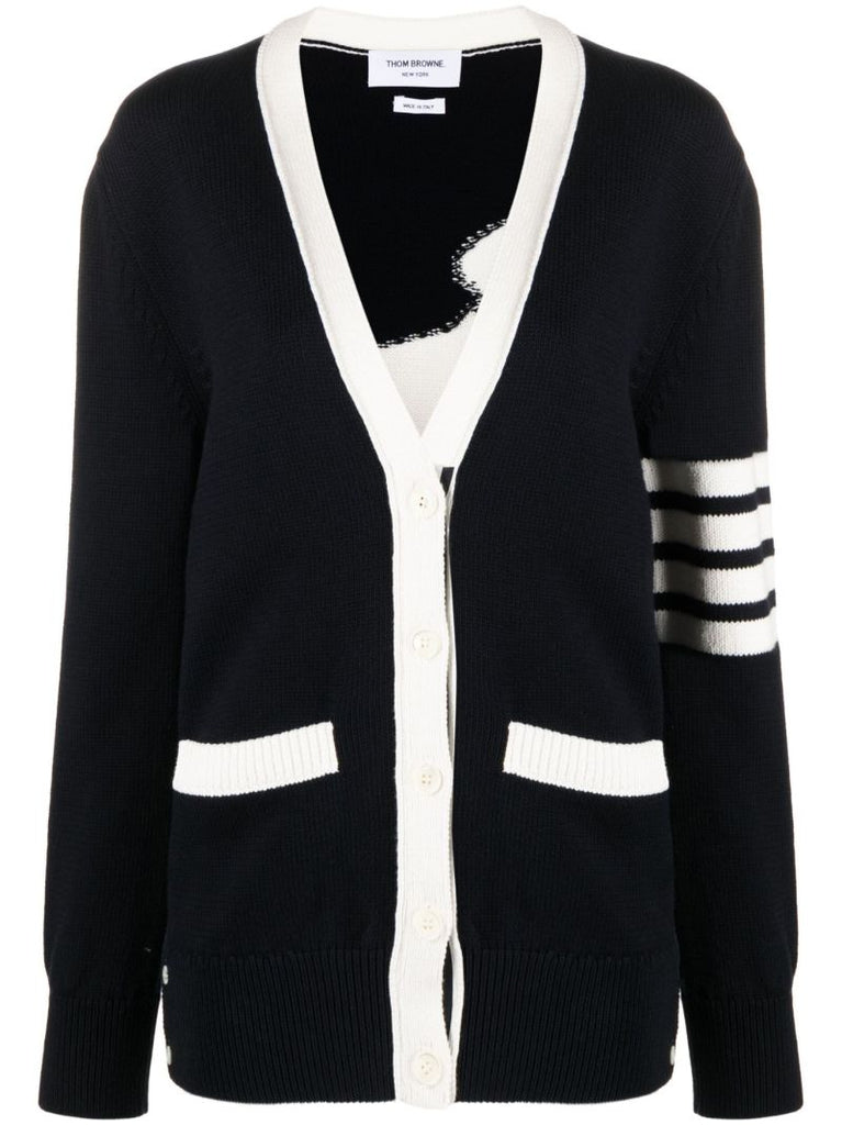 Blue 4-bar Hector Cotton Cardigan